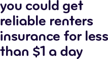 You could get reliable renters insurance for less than $1 a day.