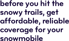 Before you hit the snowy trails, get affordable, reliable coverage for your snowmobile.
