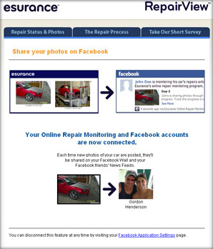 RepairView allows customers to share photos of their car as it's being repaired with their friends on Facebook.